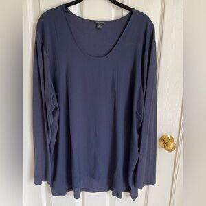 Ann Taylor Mixed Media Navy Blue Top Size XXL‎